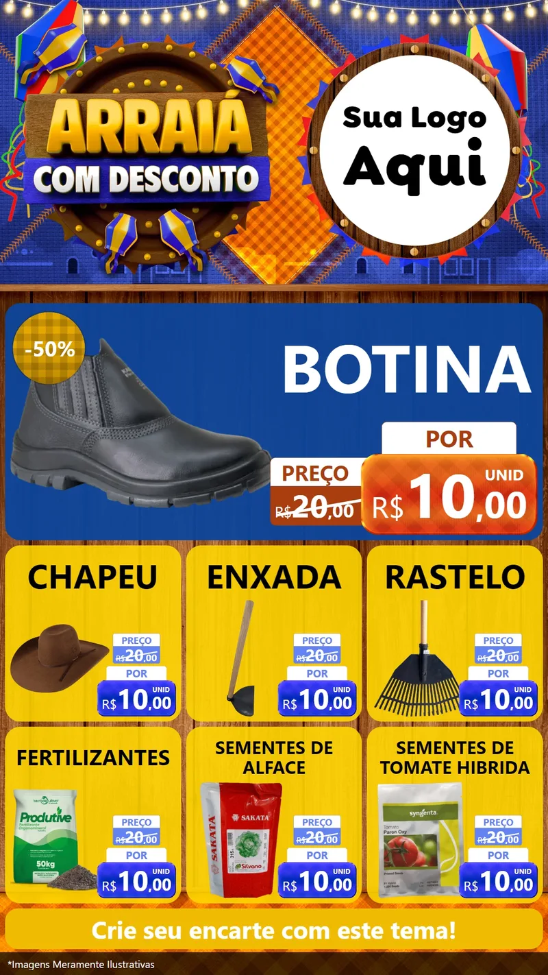 Modelo de Rede Social para Stories com o tema Arraiá Com Desconto para Agropecuária