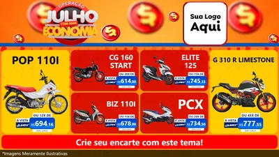 Modelo de TV para TV Horizontal com o tema Operação Julho Com Mais Economia para Concessionaria de Motos