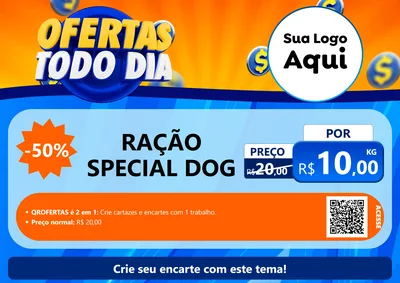 Modelo de Cartaz para Cartaz A4 Horizontal com o tema Ofertas Todo Dia para Pet Shop