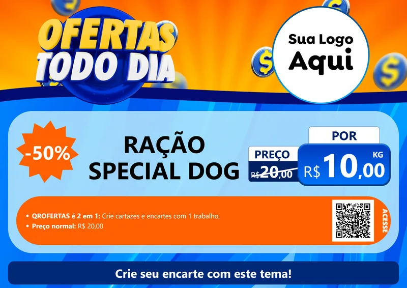 Modelo de Cartaz para Cartaz A4 Horizontal com o tema Ofertas Todo Dia para Pet Shop
