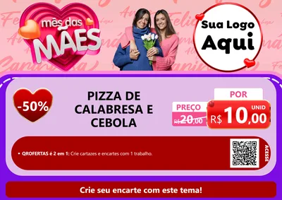 Modelo de Cartaz para Cartaz A4 Horizontal com o tema Mês Das Mães para Pizzaria