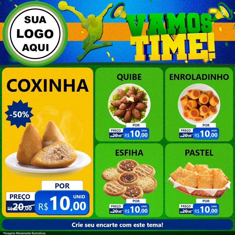 Modelo de Rede Social para Feed Facebook com o tema Vamos Time! para Salgadaria