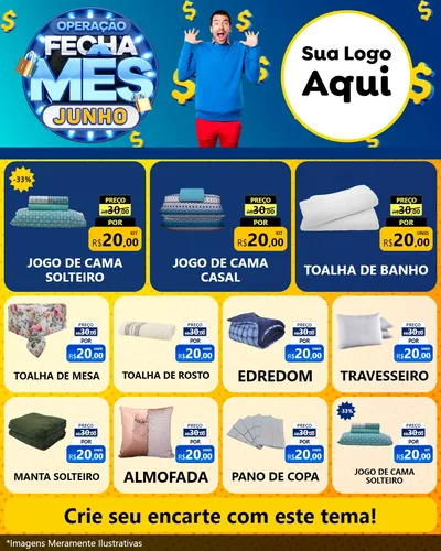 Modelo de Rede Social para Feed Instagram com o tema Operação Fecha Mês, Junho para Cama, Mesa e Banho