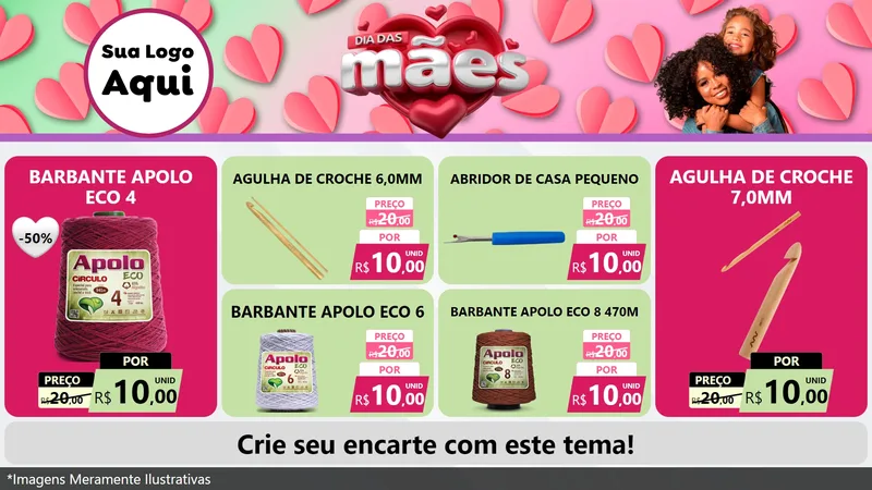 Modelo de TV para TV Horizontal com o tema Dia das Mães para Armarinho e Aviamentos