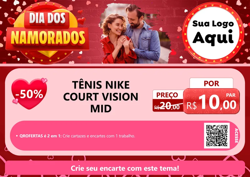 Modelo de Cartaz para Cartaz A4 Horizontal com o tema Dia Dos Namorados para Calçados
