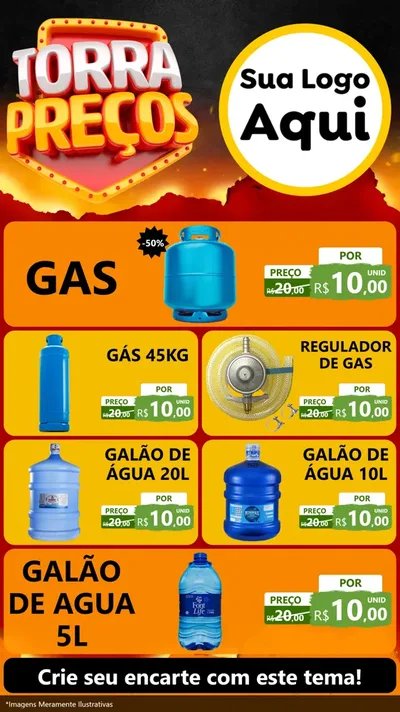 Modelo de TV para TV Vertical com o tema Torra Preços para Água e gás