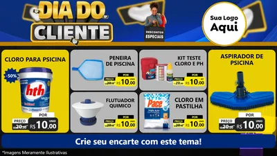 Modelo de TV para TV Horizontal com o tema Dia Do Cliente para Produtos para Piscina
