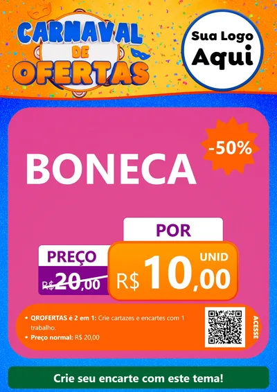 Modelo de Cartaz para Cartaz A4 Vertical com o tema Carnaval de Ofertas para Brinquedos