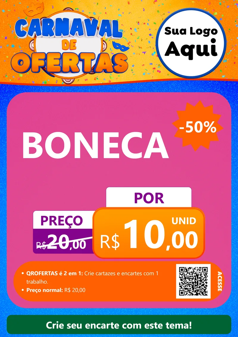 Modelo de Cartaz para Cartaz A4 Vertical com o tema Carnaval de Ofertas para Brinquedos