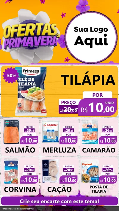 Modelo de Rede Social para Stories com o tema Ofertas Da Primavera para Peixaria