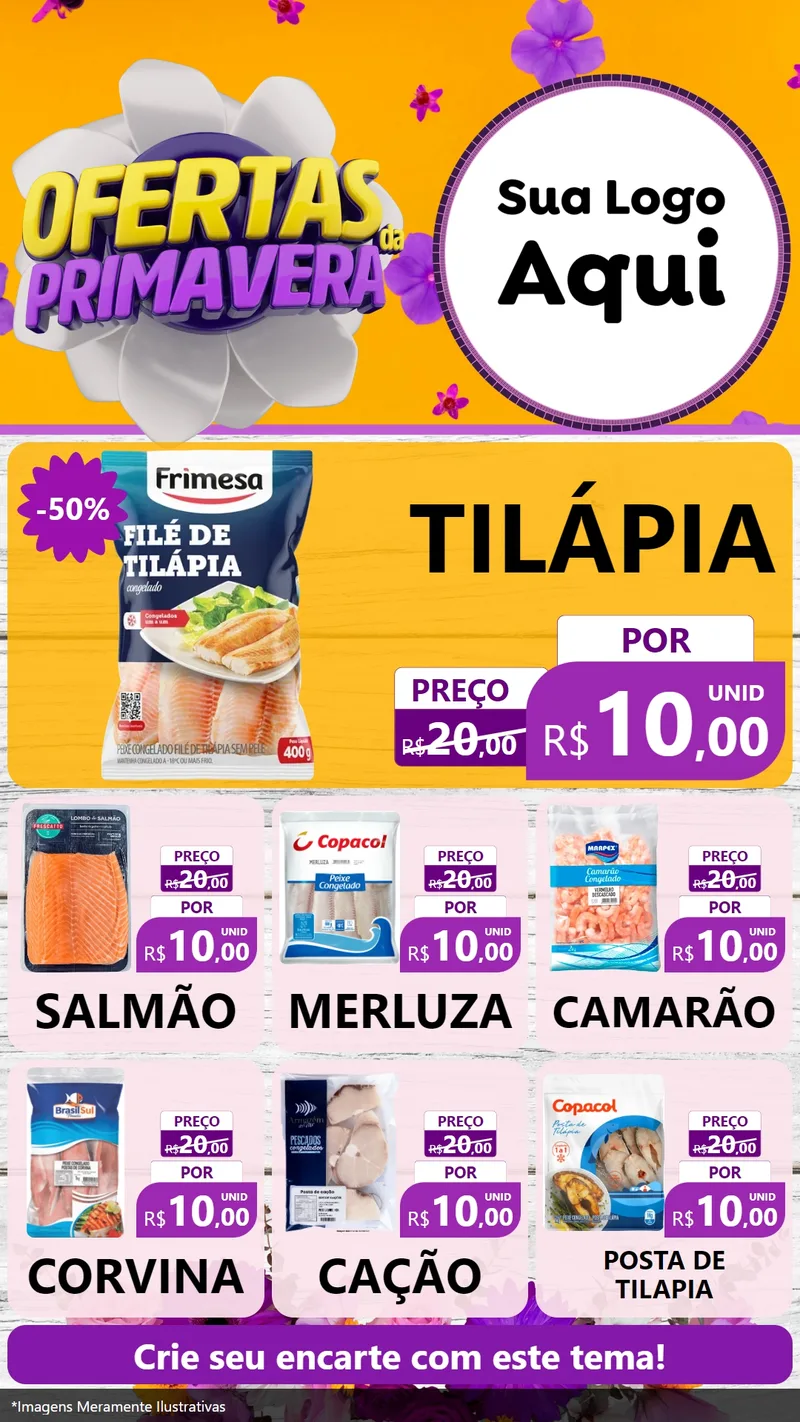 Modelo de Rede Social para Stories com o tema Ofertas Da Primavera para Peixaria