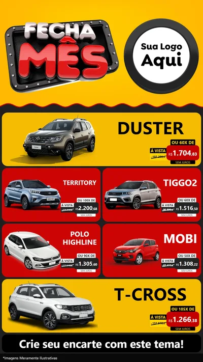 Modelo de TV para TV Vertical com o tema Fecha Mês para Concessionaria de Carros