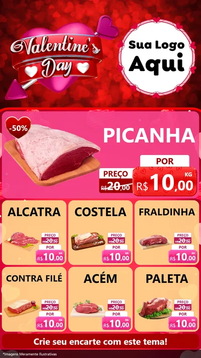 Modelo de Rede Social para Stories com o tema Valentine's Day para Açougue