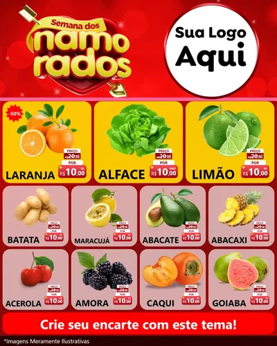 Modelo de Rede Social para Feed Instagram com o tema Semana dos namorados para Hortifrúti