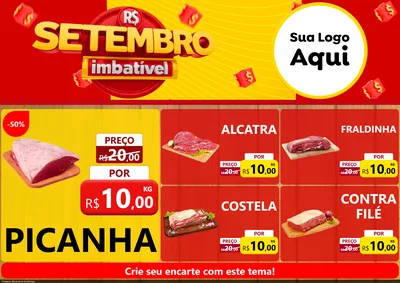 Modelo de Encarte para Encarte A4 Horizontal com o tema Setembro Imbatível para Açougue