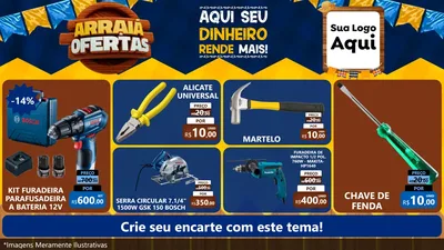 Modelo de TV para TV Horizontal com o tema Arraiá de Ofertas - Junina para Maquinas e Ferramentas