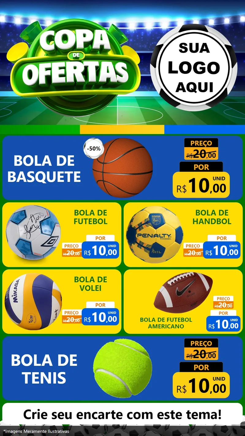 Modelo de TV para TV Vertical com o tema Copa de Ofertas para Artigos Esportivos