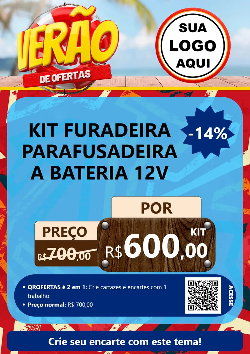 Modelo de Cartaz para Cartaz A4 Vertical com o tema Verão de Ofertas para Maquinas e Ferramentas