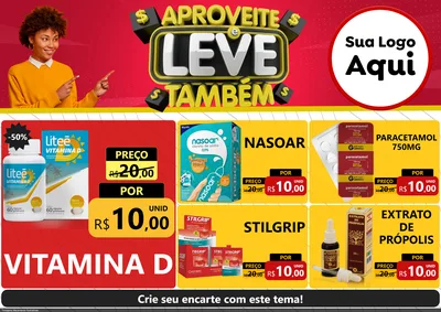 Modelo de Encarte para Encarte A4 Horizontal com o tema Aproveite e Leve Também para Farmácia