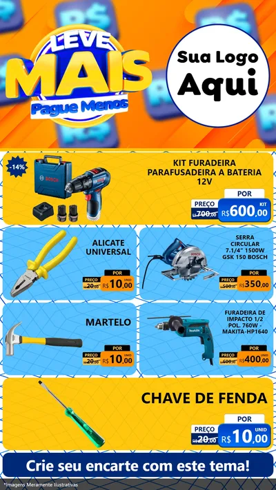 Modelo de TV para TV Vertical com o tema Leve Mais, Pague Menos para Maquinas e Ferramentas
