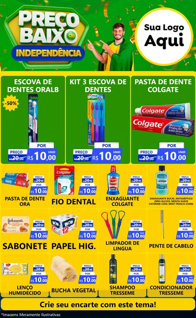 Modelo de Encarte para Encarte Grande com o tema Preço Baixo de Independência para Higiene Pessoal