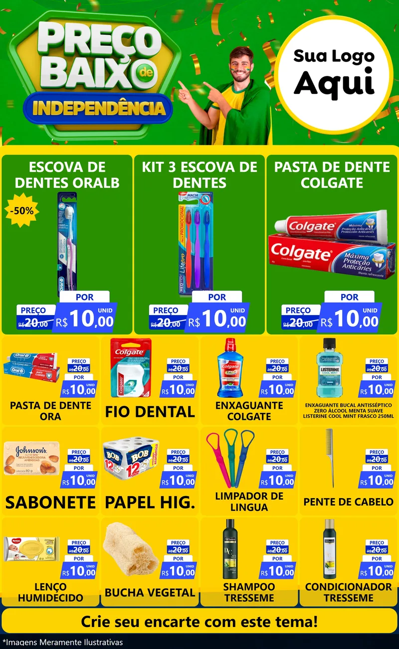Modelo de Encarte para Encarte Grande com o tema Preço Baixo de Independência para Higiene Pessoal