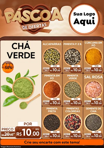 Modelo de Encarte para Encarte A4 Vertical com o tema Páscoa de Ofertas para Produtos Naturais