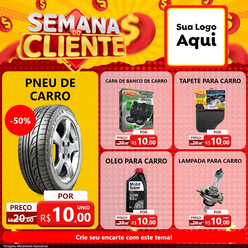 Modelo de Rede Social para Feed Facebook com o tema Semana do Cliente para Auto peças