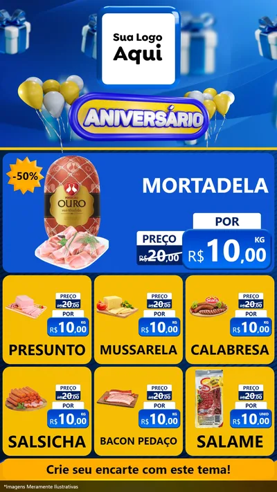 Modelo de Rede Social para Stories com o tema Aniversário para Frios e Laticínios