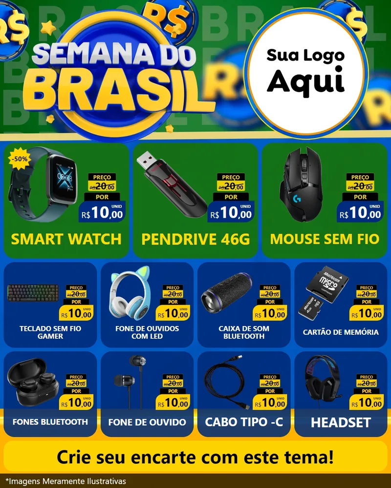 Modelo de Rede Social para Feed Instagram com o tema Semana Do Brasil para Informática