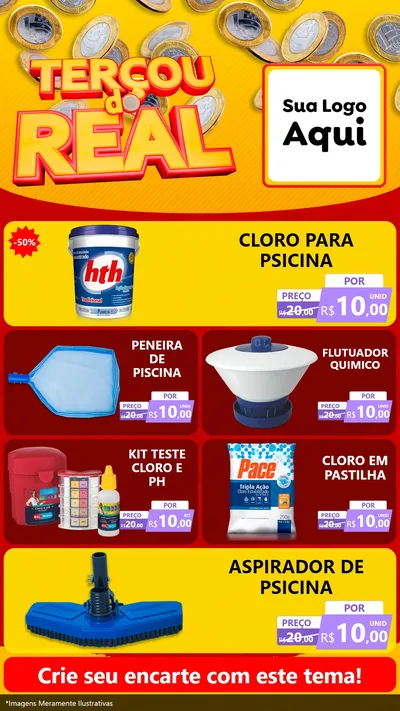 Modelo de TV para TV Vertical com o tema Terçou do Real para Produtos para Piscina