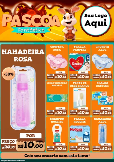 Modelo de Encarte para Encarte A4 Vertical com o tema Páscoa Fantástica para Bebês