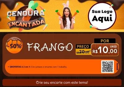 Modelo de Cartaz para Cartaz A4 Horizontal com o tema Cenoura Encantada - Páscoa para Assados