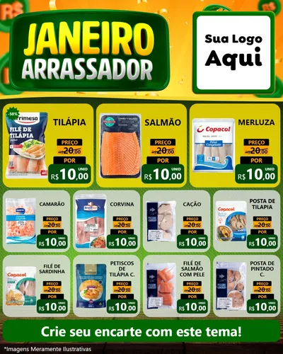 Modelo de Rede Social para Feed Instagram com o tema Janeiro Arrasador para Peixaria