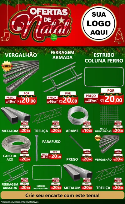 Modelo de Encarte para Encarte Grande com o tema Ofertas de Natal para Ferragens