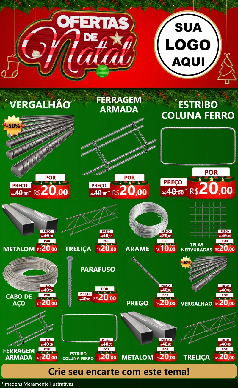 Modelo de Encarte para Encarte Grande com o tema Ofertas de Natal para Ferragens