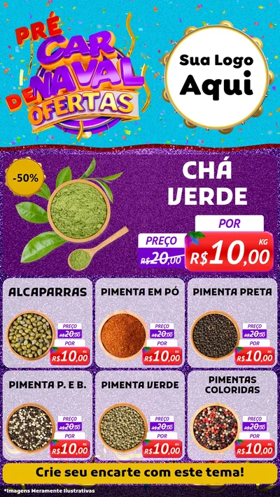 Modelo de Rede Social para Stories com o tema Pré Carnaval de Ofertas para Produtos Naturais