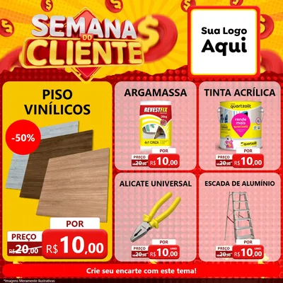 Modelo de Rede Social para Feed Facebook com o tema Semana do Cliente para Material para Construção