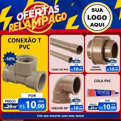 Modelo de Rede Social para Feed Facebook com o tema Ofertas Relâmpago para Tubos e conexões
