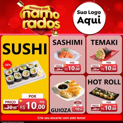 Modelo de Rede Social para Feed Facebook com o tema Semana dos namorados para Comida japonesa