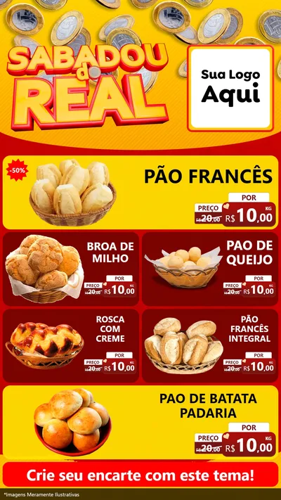 Modelo de TV para TV Vertical com o tema Sabadou do Real para Padaria