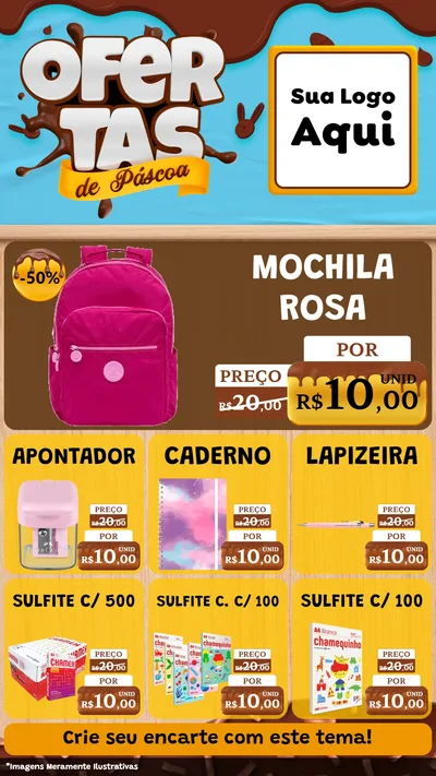 Modelo de Rede Social para Stories com o tema Ofertas de Páscoa para Papelaria