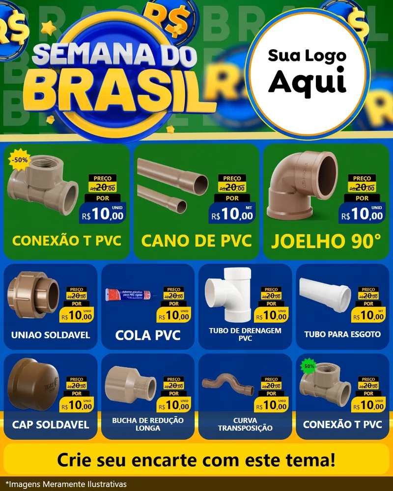 Modelo de Rede Social para Feed Instagram com o tema Semana Do Brasil para Tubos e conexões