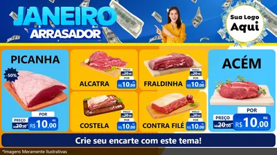 Modelo de TV para TV Horizontal com o tema Janeiro Arrasador para Açougue