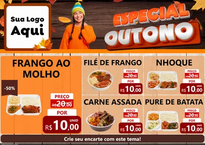 Modelo de Encarte para Encarte A4 Horizontal com o tema Especial Outono para Restaurante