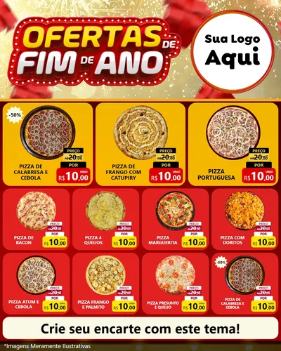 Modelo de Rede Social para Feed Instagram com o tema Ofertas de Fim de Ano para Pizzaria