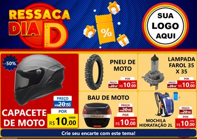 Modelo de Encarte para Encarte A4 Horizontal com o tema Ressaca Dia D para Moto peças