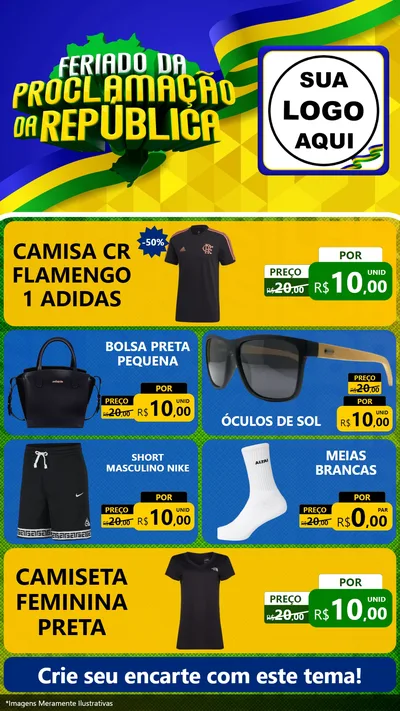 Modelo de TV para TV Vertical com o tema Feriado da Proclamação da República para Roupas e acessórios