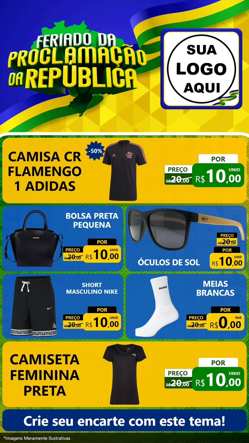 Modelo de TV para TV Vertical com o tema Feriado da Proclamação da República para Roupas e acessórios