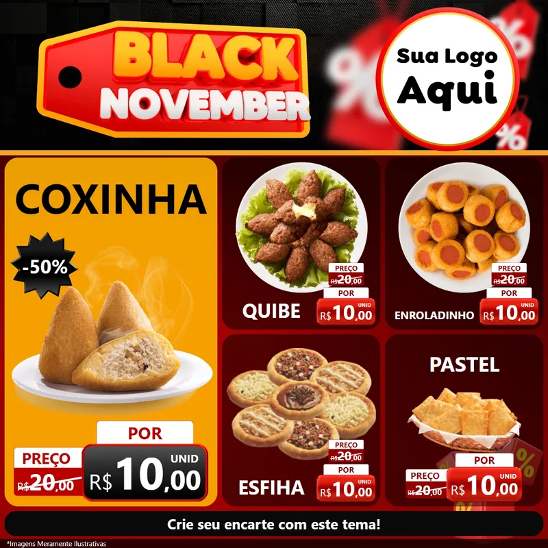 Modelo de Rede Social para Feed Facebook com o tema Black November para Salgadaria